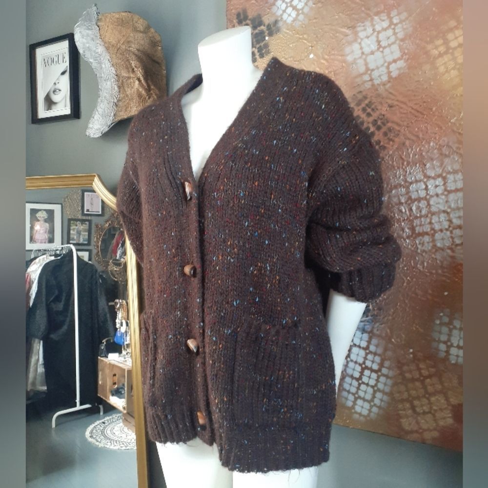 Zara Nwt Chunky Brown Speckled Sweater